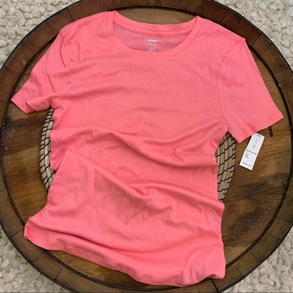 Old Navy | Peachy Pink Fitted Crewneck Pullover Short Sleeve Tee NWT SP Tall - Picture 1 of 5